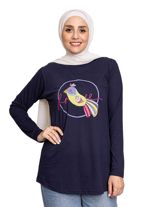 Indigo Printed Long - Sleeve Design 38 - Khotwh